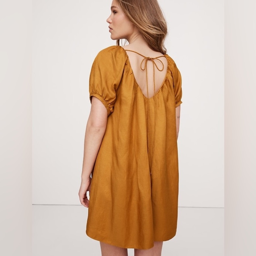 Banana Republic Viscose-Linen Mini Dress in Goldenrod Yellow - Picture 2 of 4